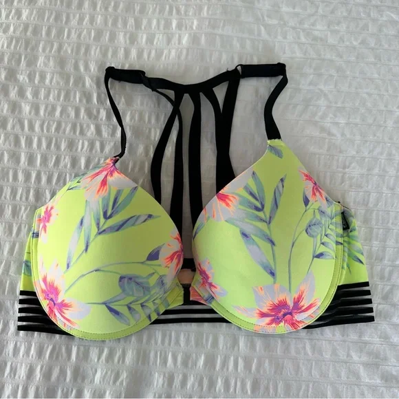 Victoria's Secret PINK Wear Everywhere Push-up Tropical Print Bra, 36DD - Picture 1 of 11